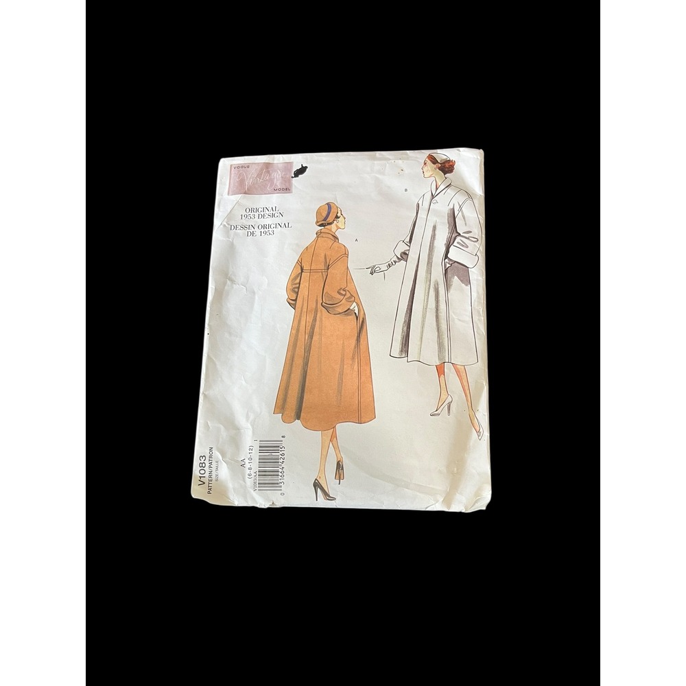 Vogue V1083 Vintage Model 1953 Design Misses Coat Sewing Pattern Size 6-12